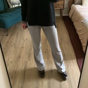 7th Ave (New York & Company), Grey with blue polka dot full length pants…